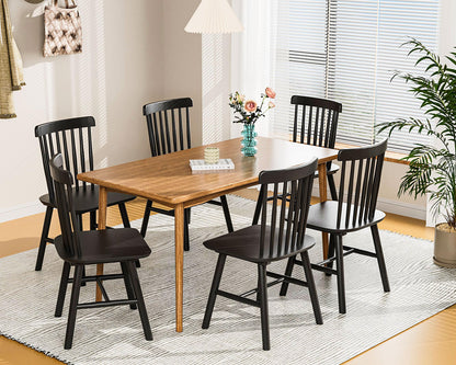 Saylike Dining Chairs Set of 4, Farmhouse Solid Wood Windsor Kitchen Chairs Set with Spindle Back for Restaurant Dining Room (4, Black, 17.3" W x 16.1" D x 34.6" H) - WoodArtSupply