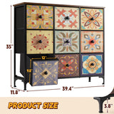 EnHomee Dresser for Bedroom with 9 Drawers Boho Dressers & Chest of Drawers Fabric 9 Drawer Dresser for Closet, Entryway, Hallway, Wooden Top EnHomee