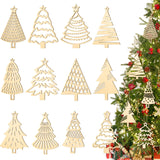 Gerrii 36 Pcs Wood Unfinished Christmas Tree Crafts Wooden Christmas Tree Cutouts Ornaments DIY Wooden Crafts Tree Shape to Paint for Christmas Hanging Decorations Home Winter Tree Decor Gerrii