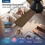 Amico Ceiling Fans with Lights, 42 inch Low Profile Ceiling Fan with Light and Remote Control, Flush Mount, Reversible, 3CCT, Dimmable, Noiseless, Black Ceiling Fan for Bedroom, Indoor/Outdoor Use Amico