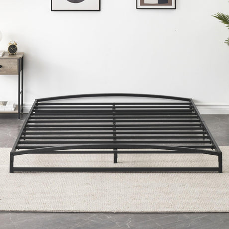 GAOMON Low Bed Frame Queen Size, 6 Inch Heavy Duty Metal Platform Queen Bed Frame with Arch Design, Easy Assembly, Strong Bearing Capacity, Under Bed Storage, No Box Spring Needed - Black GAOMON