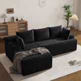 Boneless Couch, Upholstered Cloud Sectional Couch with L Shape Chaise, Fluffy Comfy Cloud Sofa with Deep Seat & Throw Pillows, Boneless Couches for Living Room, No Assembly Required, Black EROMMY