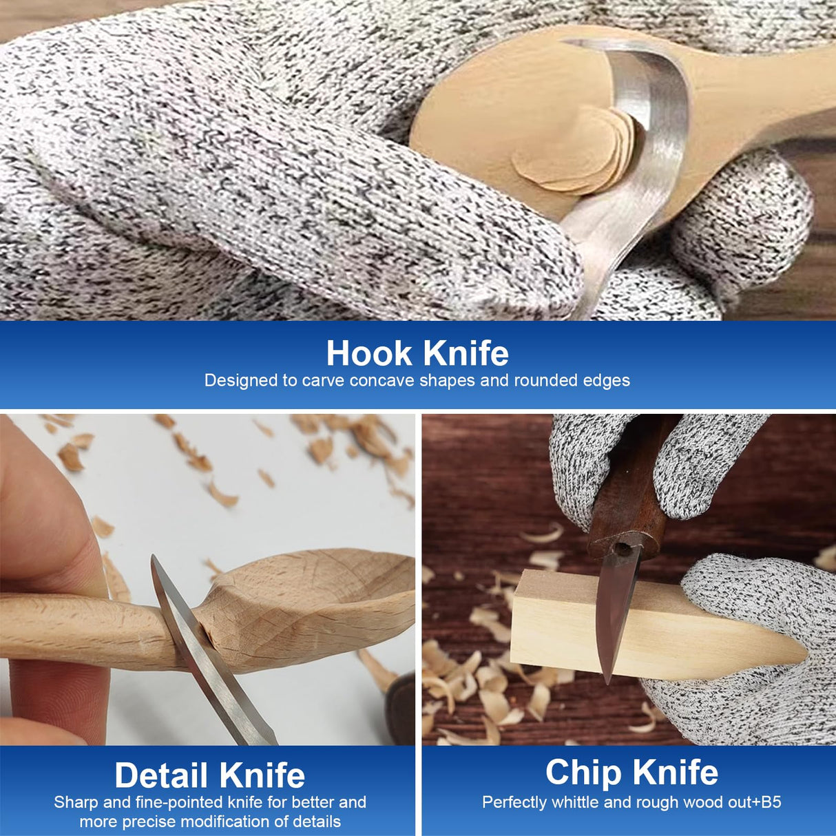 Wood Carving Tools, Hexola Wood Carving Kit 26-In-1 Whittling Kit- Includes Walnut Handle Wood Carving Knife,Whittling Knife, Hook Knife, Cut Resistant Gloves, Wood Carving Kit For Beginners Hexola