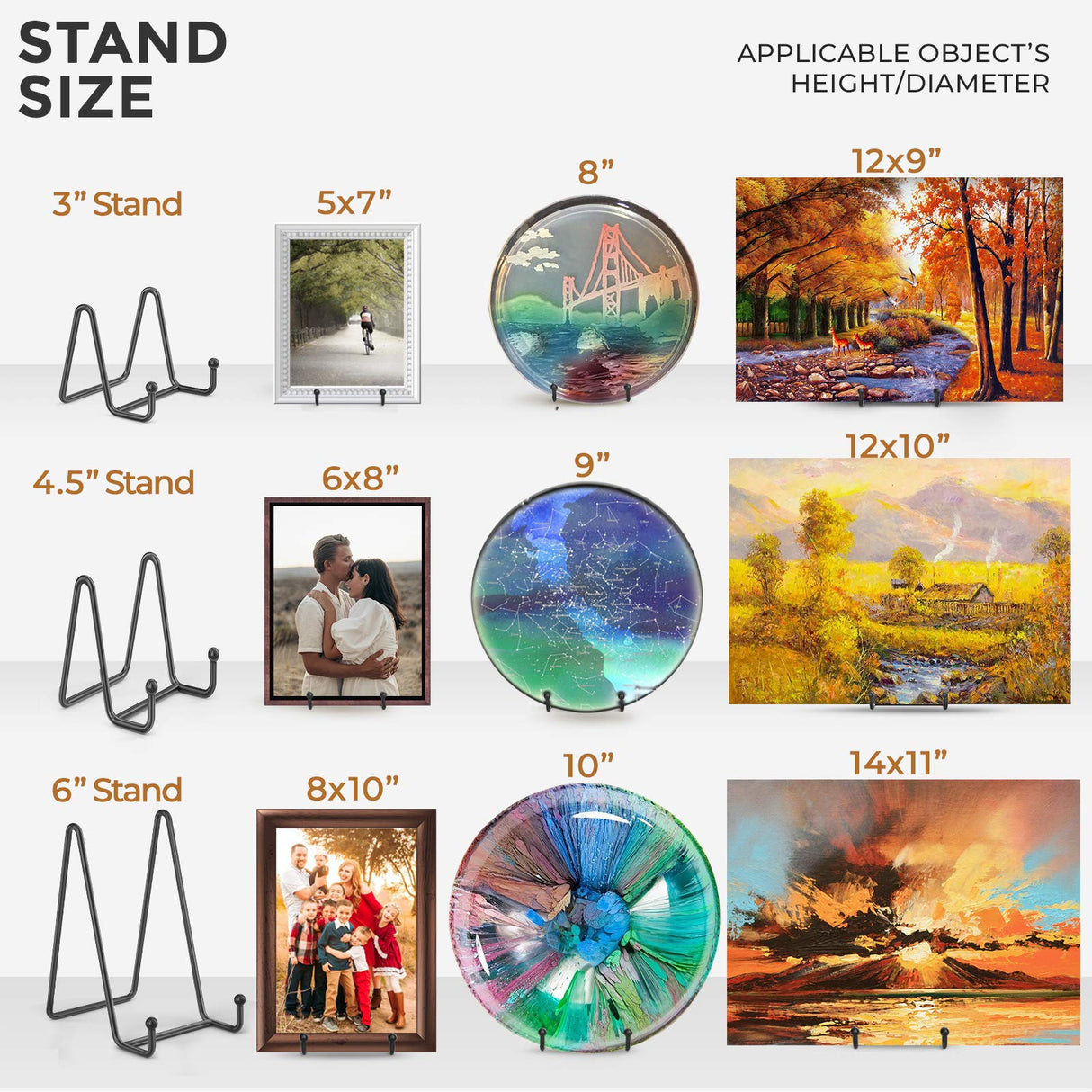 TR-LIFE Plate Stands for Display - 6 Inch Stand + Metal Frame holder stand Picture, Decorative Plate, Book, Photo Easel (2 Pack) TR-LIFE