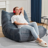 Bean Bag Chairs for Adults Giant Bean Bag Chair Memory Foam BeanBag Chair Big Bean Bag Sofa with Filler Faux Fur Fireside Beanbags Lazy Sofa for Living Room Bedroom Dorm Office (Bluegrey Plush) Hobestluk