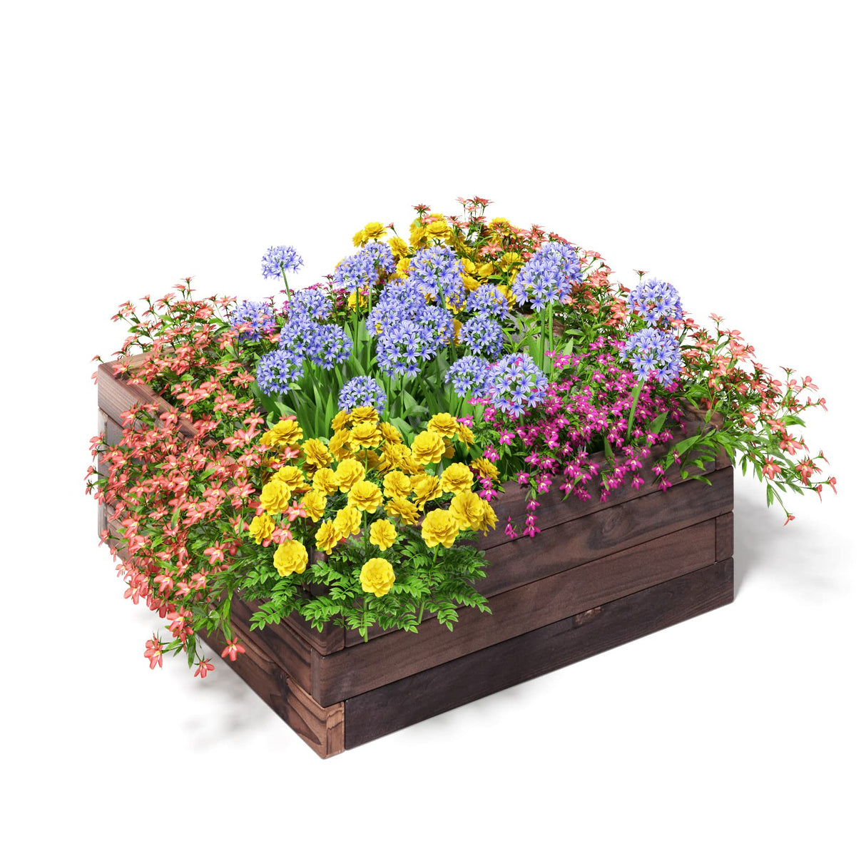 Giantex Raised Garden Bed, Wood Planter Box, Outdoor Planting Bed for Vegetable Flower, Square Planter for Patio and Lawn, 24''Lx24''Wx10''H, Brown Giantex