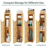 AmazerBath Toilet Paper Storage Cabinet Bamboo, Toilet Paper Holder with Storage for Small Spaces, Slim Bathroom Storage Cabinet, 33x7.3x6.5 Inches AmazerBath