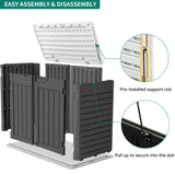 YITAHOME Outdoor Horizontal Storage Sheds w/o Shelf, Weather Resistant Resin Tool Shed, Multi-Opening Door for Storage of Bike, Trash Cans, Garden Tools, 35 cu ft, Waterproof, Lockable, Dark Gray YITAHOME