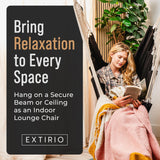 Indoor Hammock Chair Swing - Hanging Hammock Swing Chair - Indoor/Outdoor - Hanging Chairs for Bedroom, Patio, Porch, Swinging Chair Hammock for Adults - Built-In Footrest - Spacious Full Body Support EXTIRIO