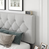 CXVX Queen Size Platform Bed Frame with Upholstered Headboard, Button Tufted Design, Strong Wooden Slats, No Box Spring Needed, Easy Assembly, Noise Free CXVX