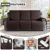 TAOCOCO 100% Waterproof Recliner Sofa Cover Non Slip Couch Cover for 3 Seat Reclining Sofa, Split Reclining Couch Covers 3-Piece with Straps, Washable Sofa Slipcover for Kids Pets(3 Seater, Chocolate) TAOCOCO