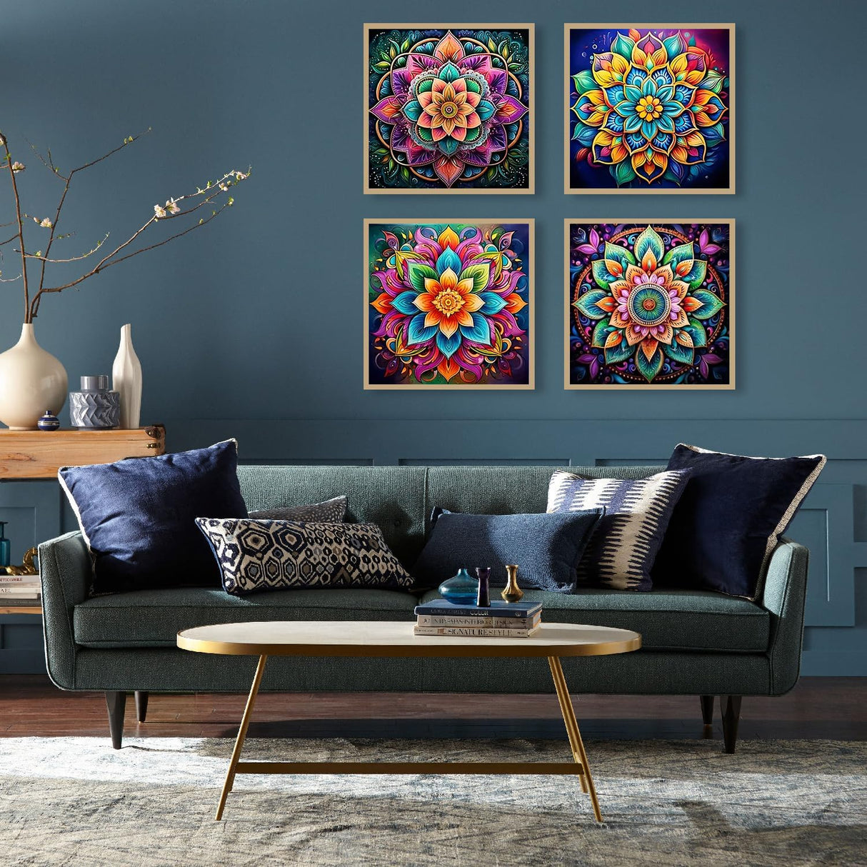 EIBEILI 4 Pack Diamond Art Kits for Adults - Mandala 5D Diamond Painting Kits for Beginner,DIY Gem Art Full Drill Diamond Dots Crystal Craft Kits for Gift Home Wall Decor 12x12inch EIBEILI