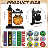 RattanView 41 Pcs Interchangeable Seasonal Decor Mini Standing Sign Farmhouse Convertible Seasonal Wood Welcome Sign for Halloween Thanksgiving Christmas Holiday Table Decor(Black) RattanView