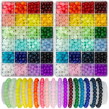 1200PCS 8mm Glass Beads for Jewelry Making, 24 Colors Crystal Beads Bracelets Making Kit, 2 Box Round Beads Suitable for Beginners Gaspletu