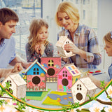 Qunclay 18pcs DIY Birdhouse Kit to Build and Paint Unfinished Wooden Bird House Wood Arts Craft with Colorful Painting Pens DIY Craft Project Kits for Spring Summer Party Favors Qunclay