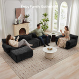 MAXMXX 117”L Shaped Modern Sofa Modular Sectional Cloud Couch with Ottoman,Oversized Boneless Sofa,3+1 Seater Chenille Deep-Seat Sofa with 3 Pillows,Suitable for Living Room or Bedroom (Black) MAXMXX