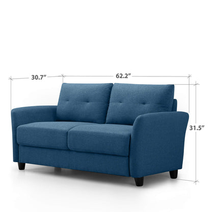 ZINUS Ricardo Loveseat Sofa / Tufted Cushions / Easy, Tool-Free Assembly, Lyon Blue