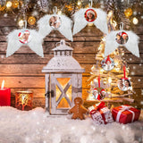 20 Pcs Christmas Angel White Wings Ornament, Angel Feather Wings Feather Hanging Decor with Round Sublimation Blank Pendants for Christmas Tree Crafts Angel Mini Wings Xmas Decor ZAUGONTW