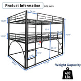 PVWIIK Full Triple Bunk Bed with Ladder for 3 Kids/Teen/Adults Bedroom,Full Over Full Over Full Heavy Duty Metal Bunk Bed for Girls & Boys,No Box Spring Needed,Black PVWIIK