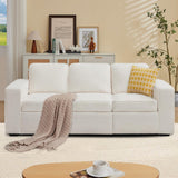 Orcalic 80'' Sofa Couch for Living Room, Mid Century Modern Loveseat Sofa with Side Pocket, 3-Seater Couches for Bedroom, Apartment, Office, Teddy Wool White Orcalic