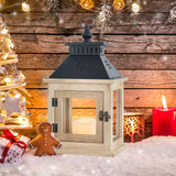 NEEDOMO 13" Farmhouse Decor Wooden Candle Lantern Indoor, Large Table Centerpiece Lanterns Decorative Outdoor, Hanging Rustic Candle Holders for Shelf Wedding Living Room Patio NEEDOMO