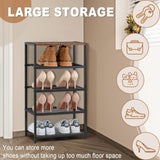 BWOORACKU Shoe Rack, 5-Tier Narrow Shoe Shelf with Dense Metal Mesh, Durable Industrial Freestanding Shoe Rack for Front Door Entrance, Hallway, Entryway, Living Room (29.92" H Rustic) BWOORACKU
