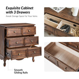 HULALA HOME 3-Drawer Nightstand with Charging Station, Drawer Organizer with Wood Legs, Farmhouse Solid Wood Nightstand Set of 2(Walnut) HULALA HOME