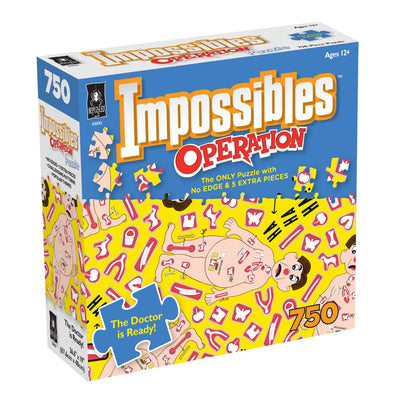 BePuzzled, Hasbro Impossibles Puzzle Featuring Imagery from The Classic Game of Operation, a 750 Piece Borderless Puzzle for Advanced Puzzlers Ages 15 and Up