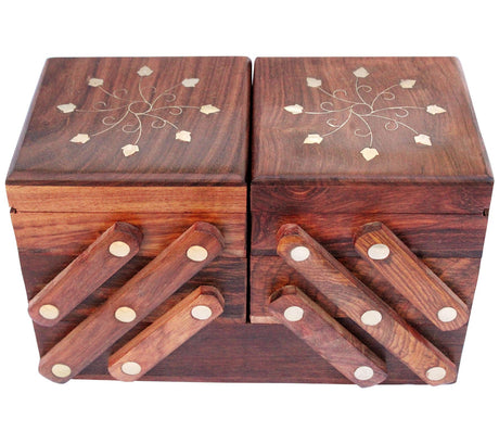 Indian Glance Luxury Solid Indian Wooden Jewelry Box Case - Christmas Gifts For Women | Girls Indian Glance