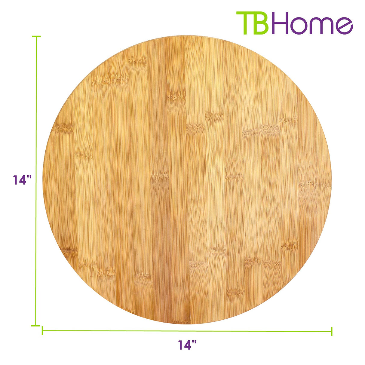TB Home 14” Bamboo Wood Lazy Susan Organizer for Kitchen, Turntable for Cabinet, Countertop, Table or Pantry TB Home