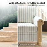 HULALA HOME 81" Farmhouse Couch with Stripe Pattern, 3 Seater Sofa with Solid Wood Legs and Rolled Wide Armrests, Comfy Upholstered Sofa with Nailhead Trims, FSC Certified, Blue HULALA HOME