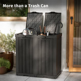 EAST OAK 62 Gallon Outdoor Trash Can | Waterproof Resin Garbage Can with Recycle and Garbage Labels | Secure Bag Lip Lock and Drip Tray | Outside Trash Bin for Patio | Kitchen, Backyard or Deck | Gray EAST OAK