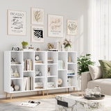 FACBOTALL Modern Minimalist White Bookshelf with 8 Cube Open Shelves for Stylish Storage FACBOTALL