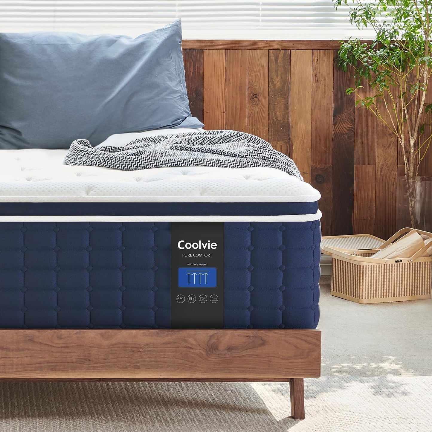 Coolvie Full Size Mattress 14 Inch, Hybrid Full Mattress in a Box, 4 Layer Premium Foam with Pocket Springs for Motion Isolation and Pressure Relieving, Medium Firm Feel, 100-Night Trial