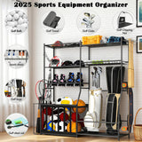 Garage Sports Equipment Organizer with Golf Bag Stand, Balls Storage Rack, and Toy Organizer – Durable Indoor/Outdoor Multi-Use Rack for Kids' Gear and Seasonal Items SPIDERCAMP