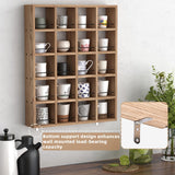 WYJREES Wooden Coffee Mug Display Rack, Wall Mounted Coffee Cup Display Shelf, Hold 24 Mugs, Rustic Shot Glass Display Case, Coffee Mug Holder Organizer for Kitchen, Coffee Station (23.6 * 29.5in) WYJREES
