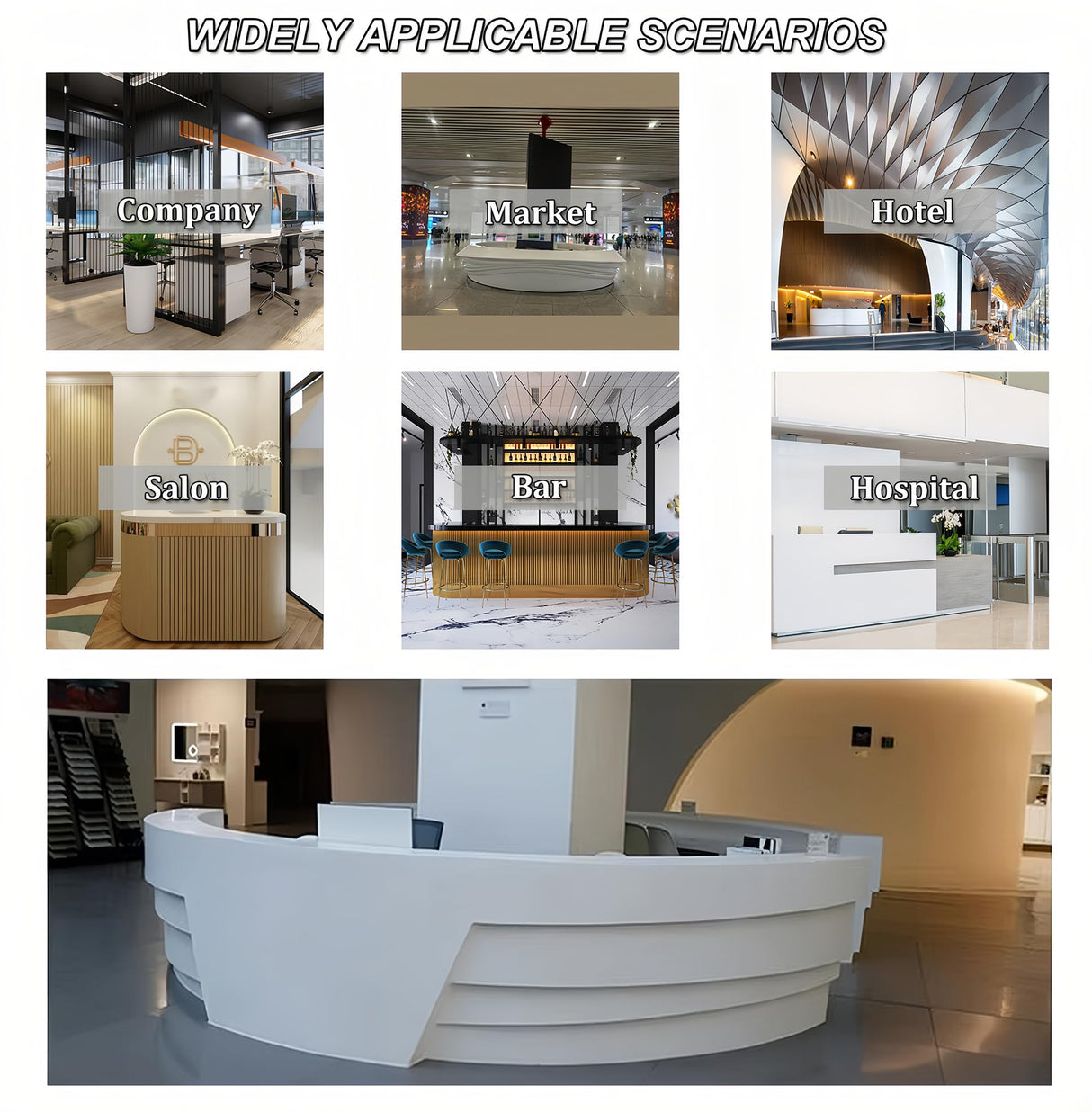 Beauty Salon Reception Desk, Striped Decorative Reception Desk Retail Counter Reception Counter Commercial Retail Counter for Office Reception Salon, Ships in One Piece, Customized Logo odrma