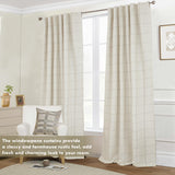 DriftAway 2 Panels 100% Blackout Windowpane Plaid Linen Curtains Double Layer Drapes for Bedroom 84 Inches Long Farmhouse Thermal Insulated 3.25 Inch Rod Pocket Back Tab for Living Room Taupe DriftAway