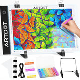 ARTDOT A4 LED Light Pad for Diamond Painting Kits for Adults, USB Powered Adjustable Brightness Diamond Art Light Board with Accessories ARTDOT
