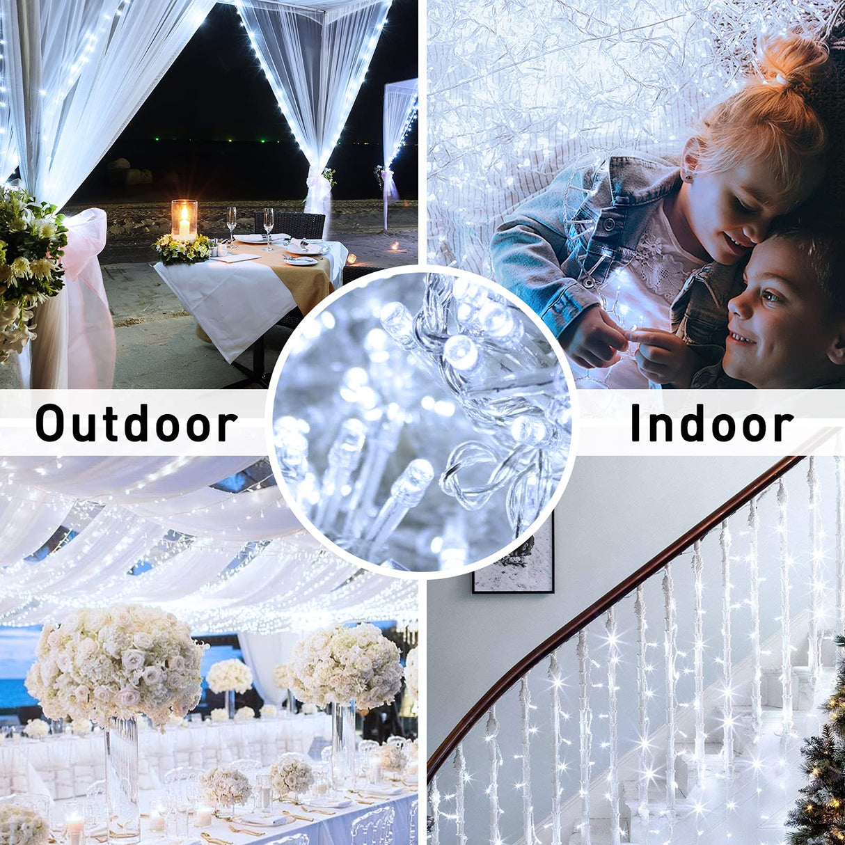 JMEXSUSS 168FT 600 LED White Christmas Lights Outdoor Waterproof with Remote Indoor Christmas String Lights Cool White Christmas Tree Lights Plug in for Room Wedding Holiday Christmas Decorations JMEXSUSS