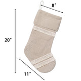 GEX Christmas Stockings 6 Pack for Family 20" Large Rustic Farmhouse Country Xmas Stockings with Tassels Hanging Ornament Decorations for Fireplace Xmas Season (Beige, Set of 6) GEX
