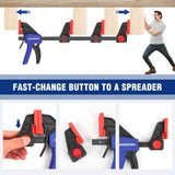 WORKPRO 10-Pack Clamps for Woodworking, 12" & 6" Bar Clamps, 2 Quick-Release Ratcheting Wood Clamps and 4 Spring Clamps, Light Duty F Clamps/Spreader 150 LBS Load Limit WORKPRO