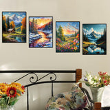 Lovepefe Mountain Paint by Numbers Kit for Adults and Kids Beginner 4 Pack Mountain Forest Adult Paint by Number Kits On Canvas DIY Oil Painting Kits for Gift Wall Decor 12x16 Inch Lovepefe