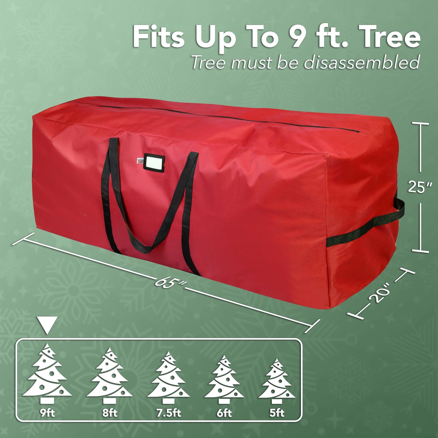 Holiday Cheer Christmas Tree Storage Bag – Heavy Duty Christmas Tree Bag Fits Up to 9ft Tall Artificial Christmas Tree, Waterproof with Durable Handles & Zipper – Xmas Tree Storage Bag (RED)