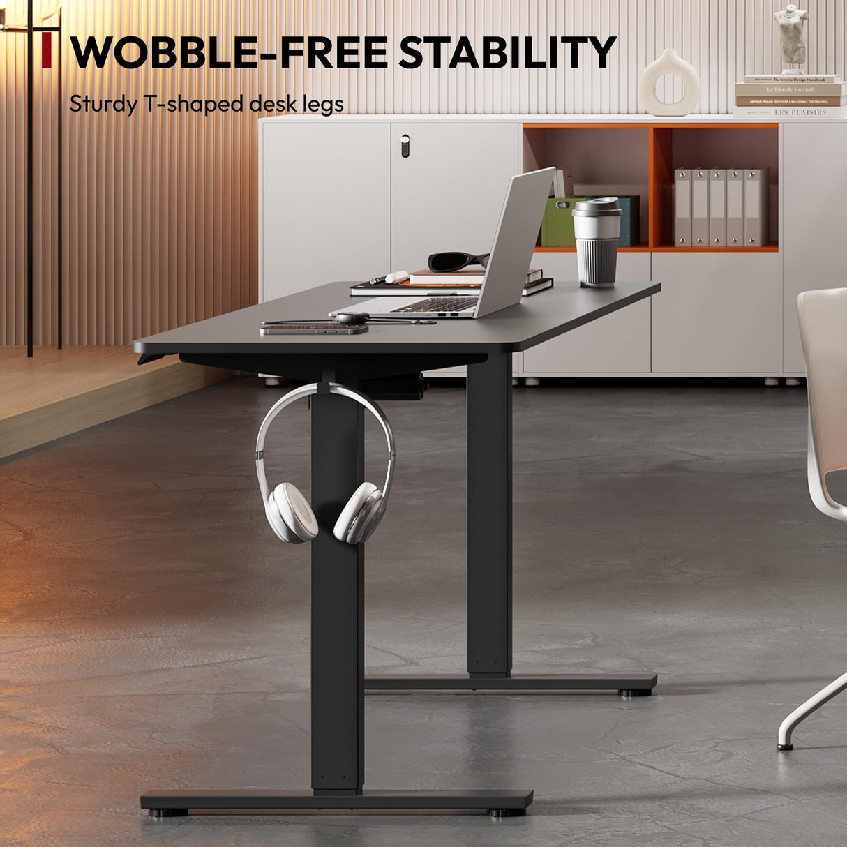 SANODESK Standing Desk Height Adjustable Electric Stand up Desk 63x24 Inches Sit Stand Home Office Desk with Splice Board, Black Frame/Black Top SANODESK