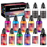 Airbrush Paint - 12 Colors Airbrush Paint Set with 2 Tinner, Plastic & Wood Acrylic Air Brush Paint Kit Ready to Spray, Water-Based for Artists Beginners Hobbyist, 0.67 Fl Oz/20ml EKOHERR