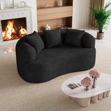 68.5" Loveseat Sofa for Living Room, Modern Luxury Plush Chenille Extra Deep Seat Curved Cloud Floor Couch with 3 Throw Pillows for Small Spaces, No Assembly Needed, Black DAMAIFROM
