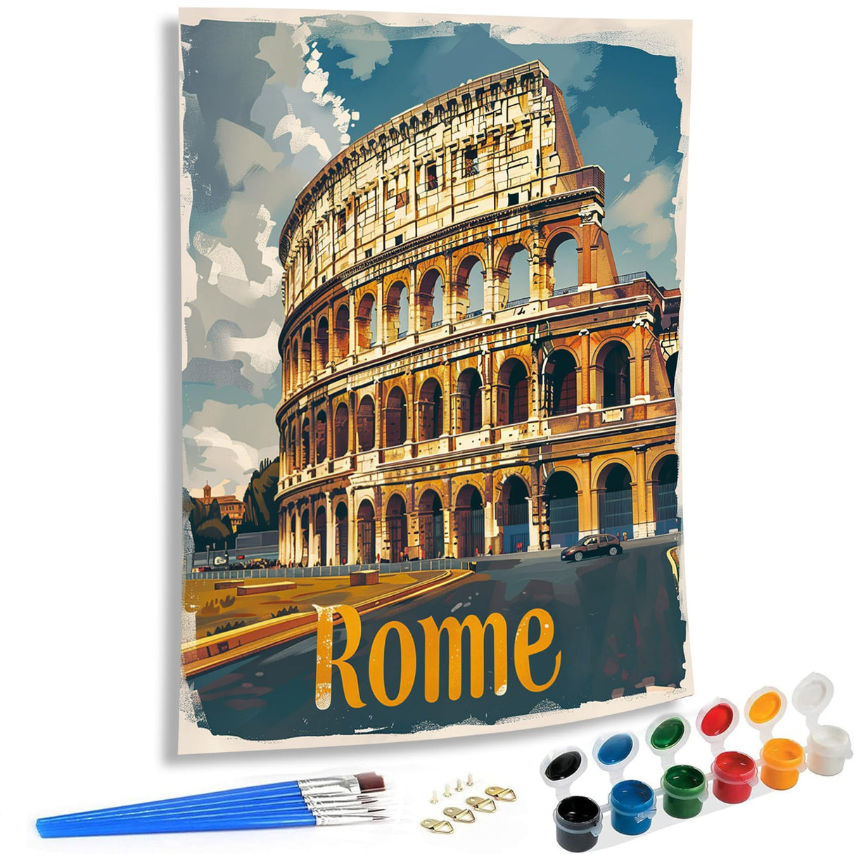 SKRYUIE Paint by Numbers Kits for Adults Rome, Acrylic Oil City Paint by Numbers for Adults Beginner Canvas with Brushes Paintwork Art Crafts for Home Decor 16x20 inch x14 SKRYUIE