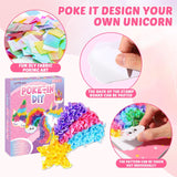 Lonfliness 8PCS Poke-in Craft and Art Kit for Kid Unicorn Theme No-Mess Fabric Sewing Art Girls Boys 4-12 Puzzle Puncture Painting DIY Pastel Rainbow Toy Gift for Creative Activity Game Birthday Party Lonfliness