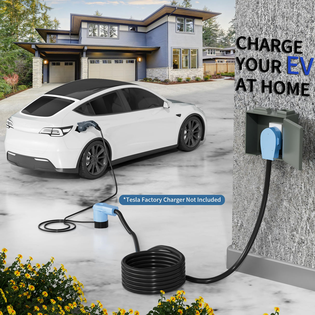 Elecan Dryer EV Extension Cord 40 FT, 4 Prong 30 Amp NEMA 14-30P to 14-30R Extension Cord Cable for Dryer Power Extension and Level 2 EV Charging Tesla,Heavy-Duty,Waterproof,10AWG 125/250V-ETL-Blue Elecan